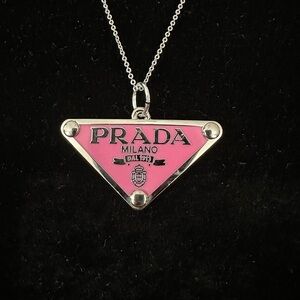 Upcycled Silver and Pink Triangle Pendant Necklace